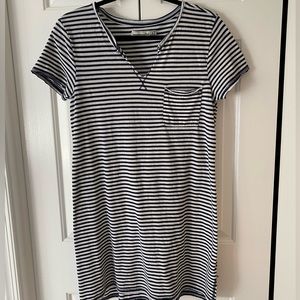 Abercrombie & Fitch Navy and White Striped Day T-Shirt Dress